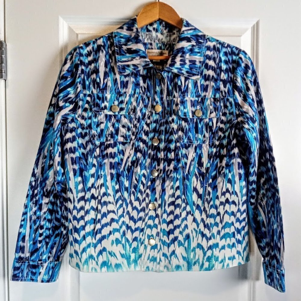 Draper's & Damon's Petites Blue Print Cotton Jacket